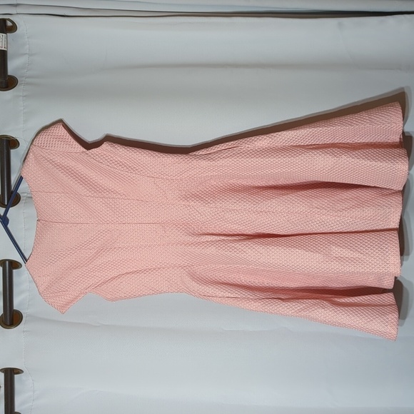 Anthropologie Marc Bouwer Textured Knit Cap Sleeve Notch Neck Zip Back Dress - Picture 9 of 12